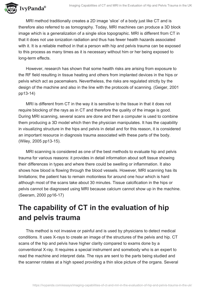 Imaging Capabilities of CT and MRI in the Evaluation of Hip and Pelvis Trauma in the UK. Page 3