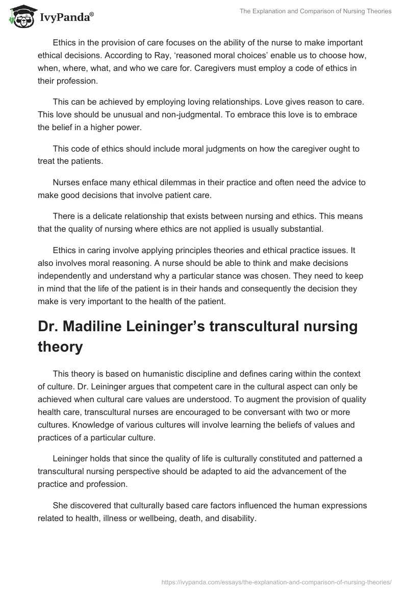The Explanation and Comparison of Nursing Theories. Page 3