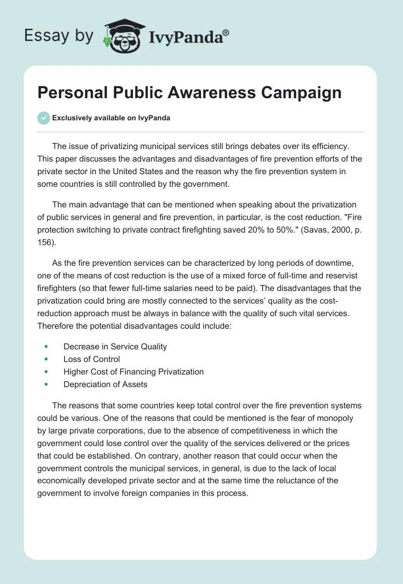 Personal Public Awareness Campaign. Page 1