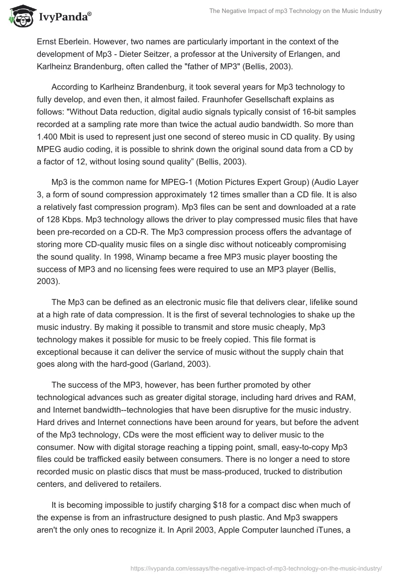 The Negative Impact of mp3 Technology on the Music Industry. Page 2