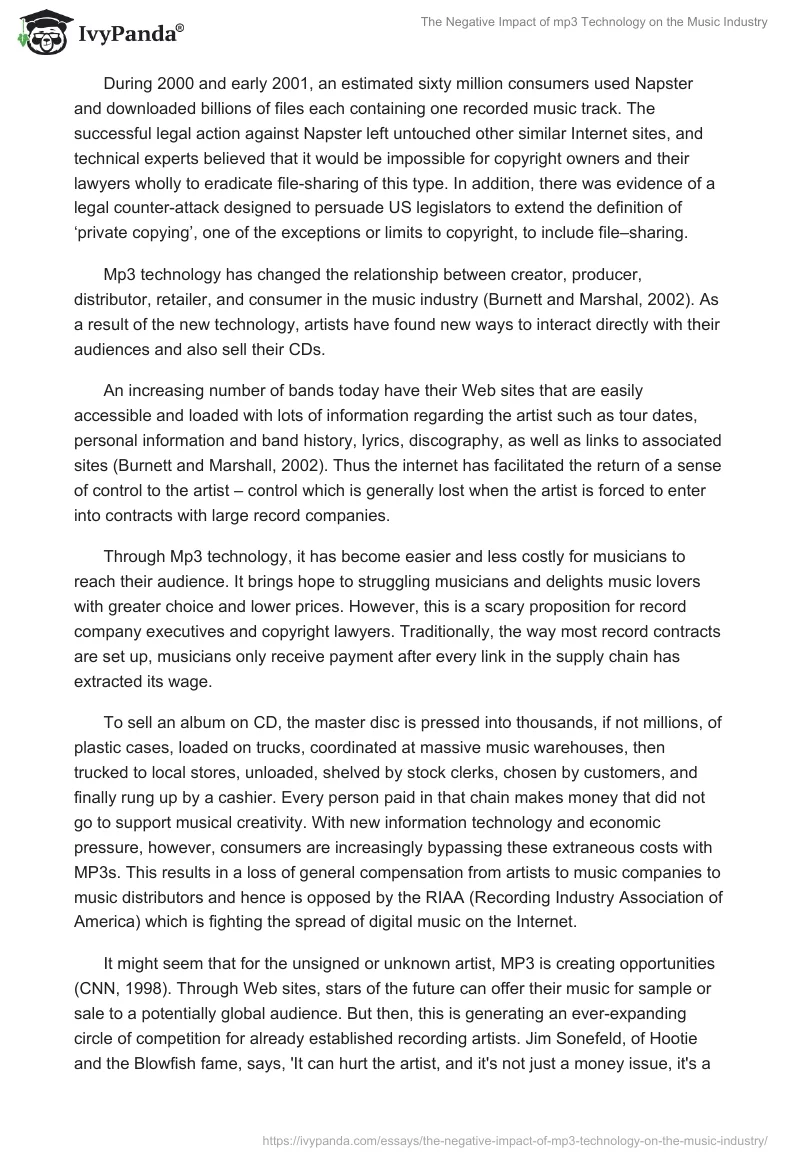 The Negative Impact of mp3 Technology on the Music Industry. Page 5