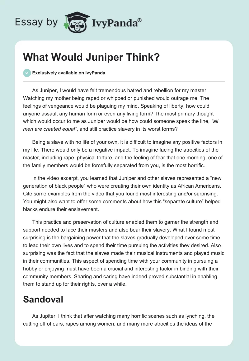 What Would Juniper Think?. Page 1
