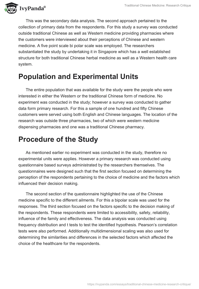 Traditional Chinese Medicine: Research Critique. Page 2