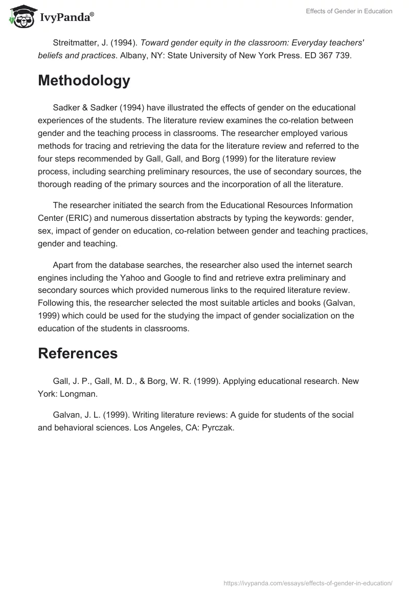 Effects of Gender in Education. Page 2