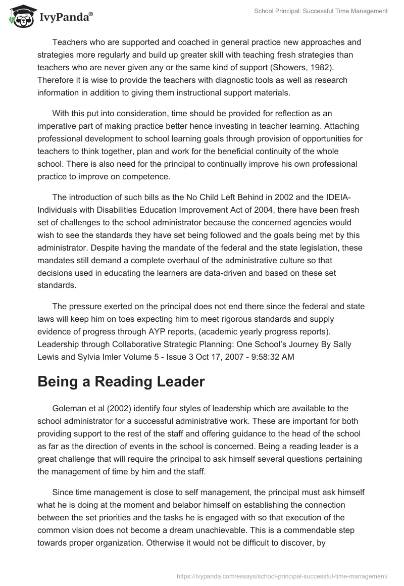 School Principal: Successful Time Management. Page 3