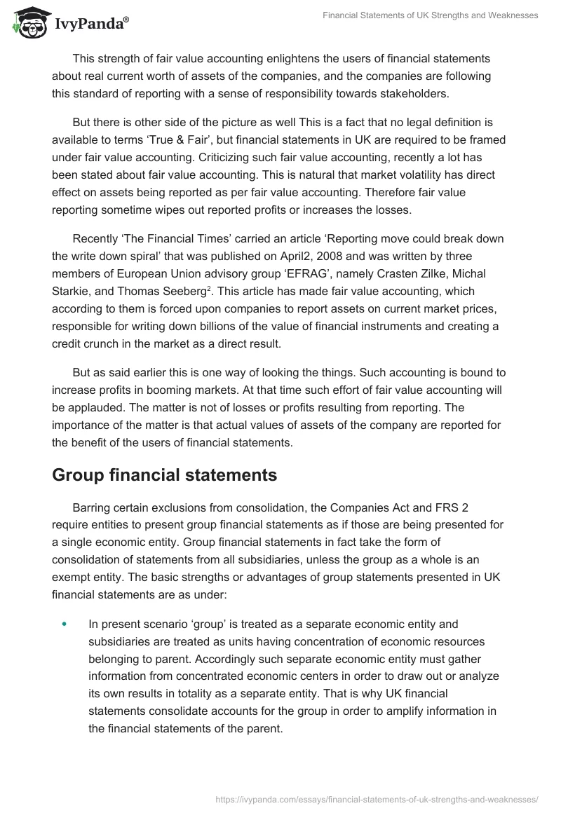 Financial Statements of UK Strengths and Weaknesses. Page 2
