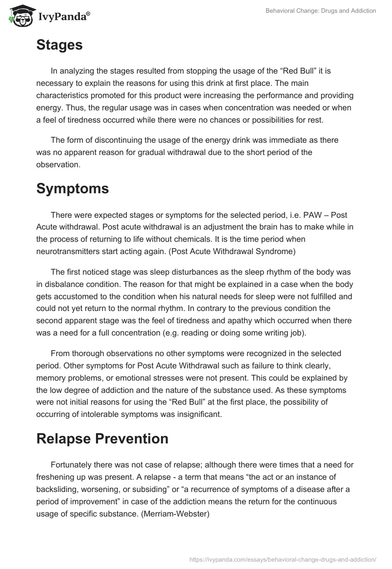 Behavioral Change: Drugs and Addiction. Page 2