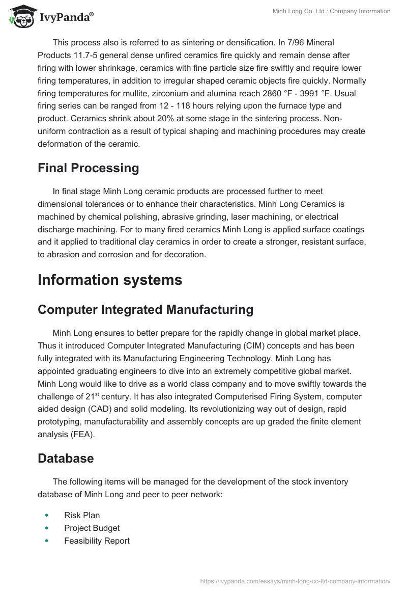 Minh Long Co. Ltd.: Company Information. Page 4