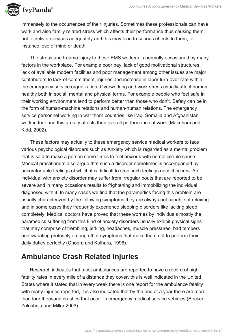 Job Injuries Among Emergency Medical Services Workers. Page 5
