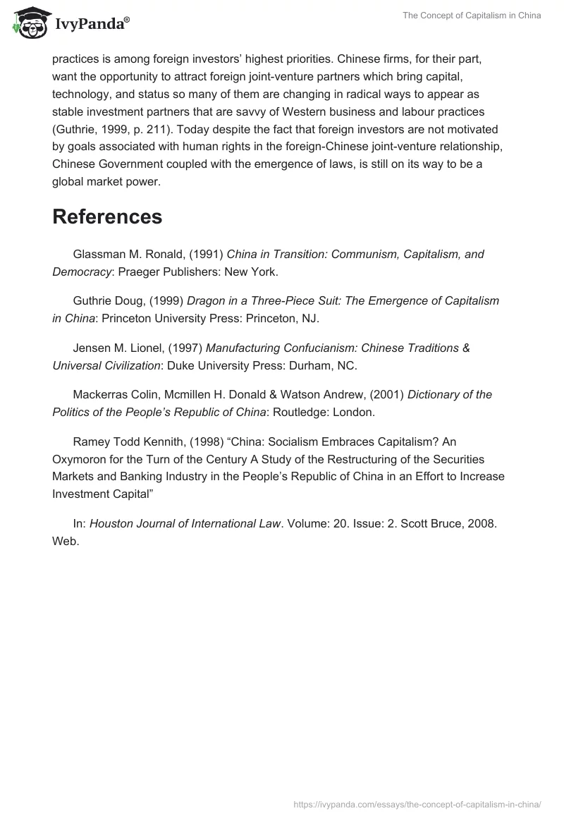 The Concept of Capitalism in China. Page 5