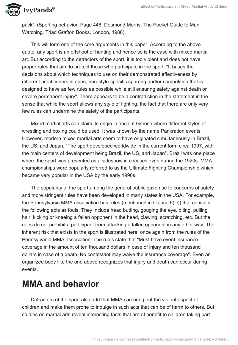 Effect of Participation in Mixed Martial Art by Children. Page 2