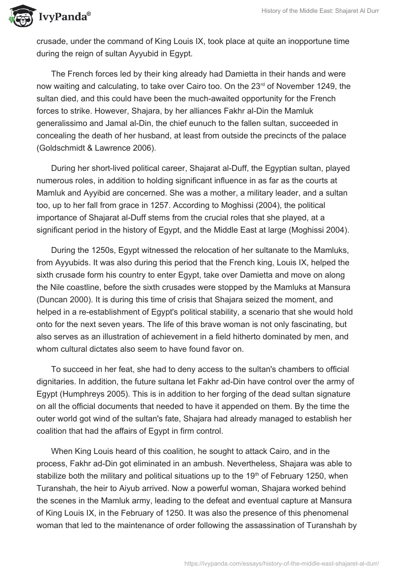 History of the Middle East: Shajaret Al Durr. Page 2