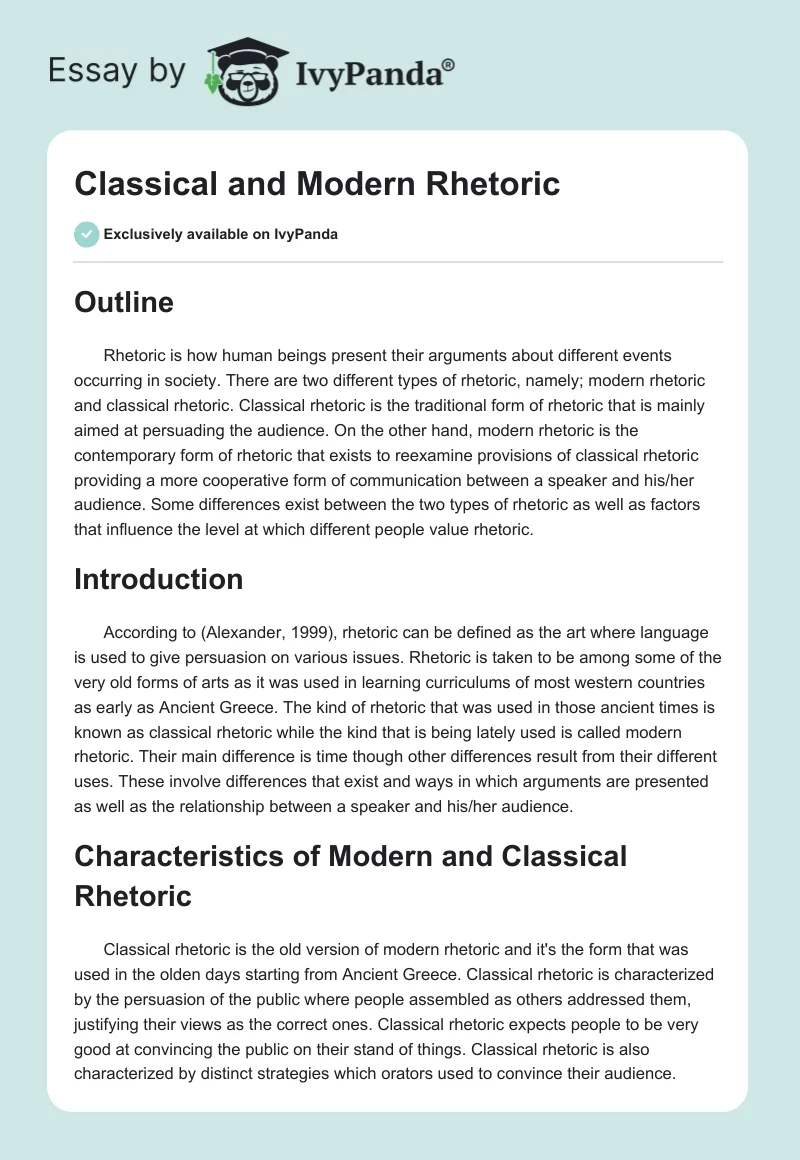 Classical and Modern Rhetoric. Page 1