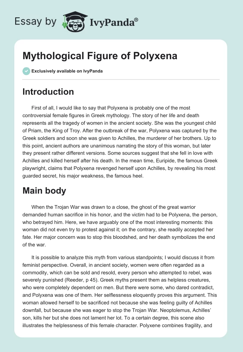 Mythological Figure of Polyxena. Page 1