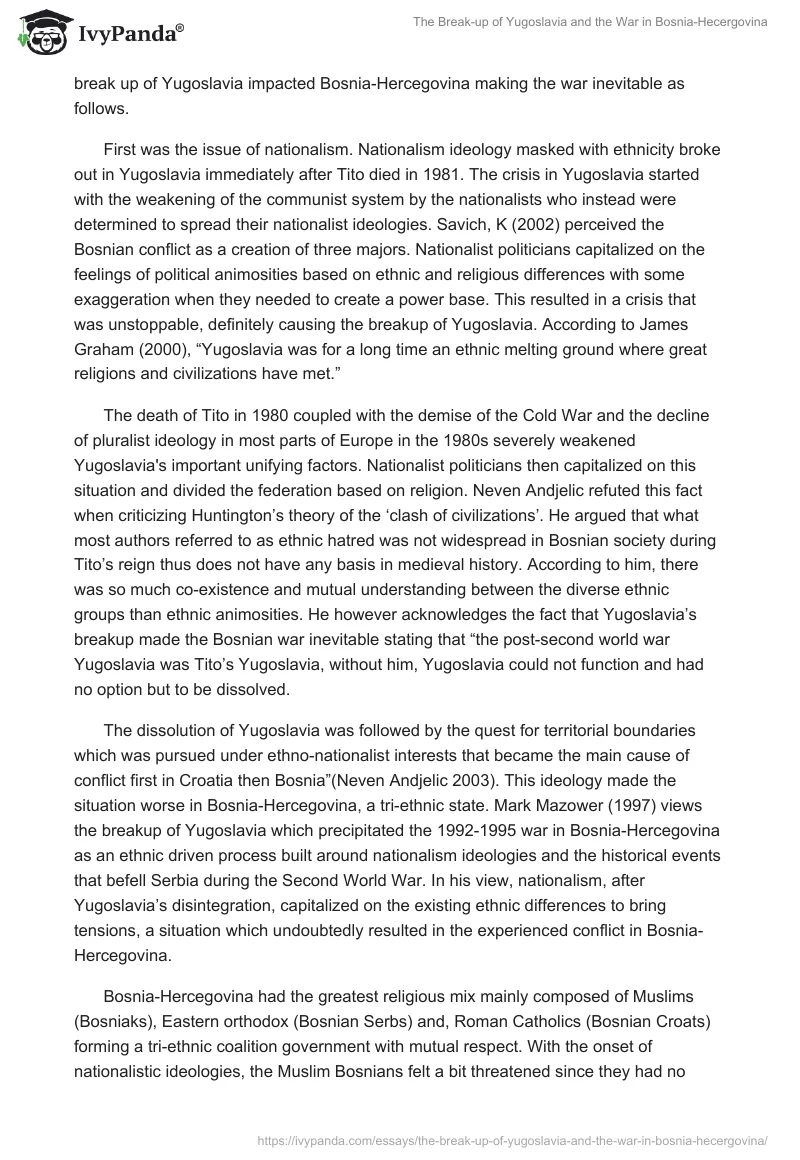 The Break-up of Yugoslavia and the War in Bosnia-Hecergovina. Page 3
