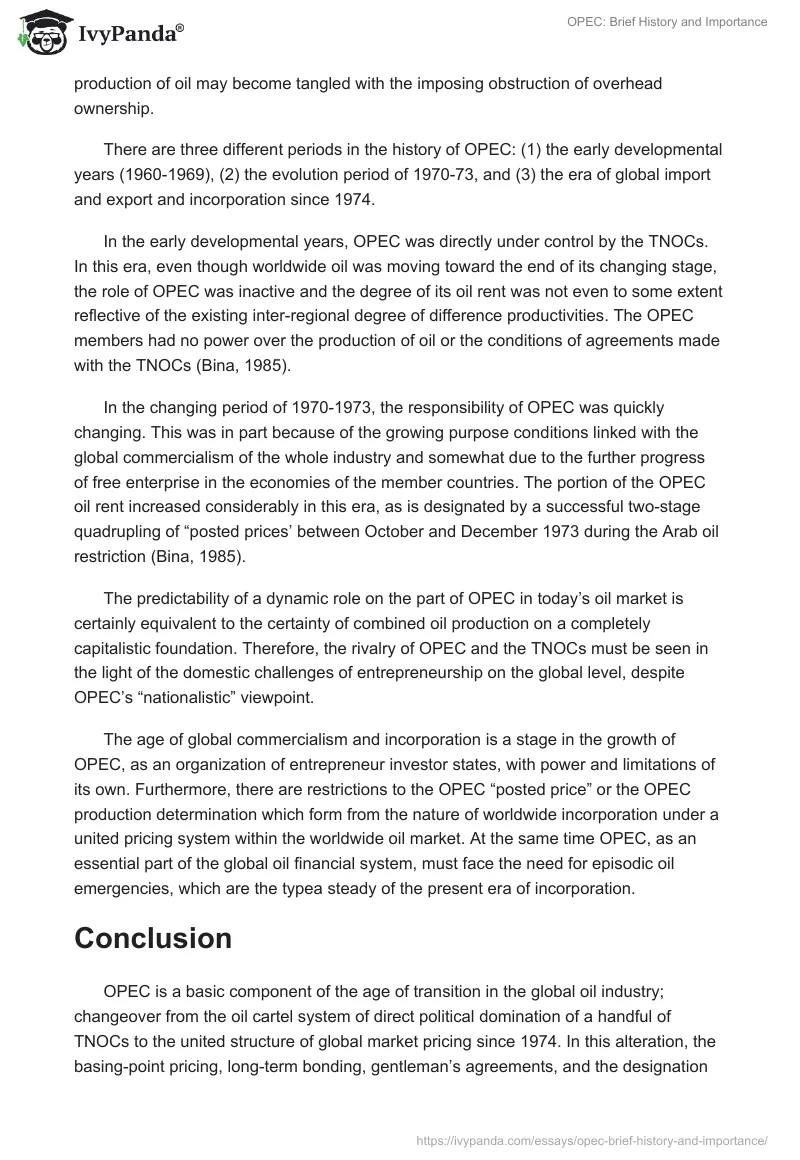 OPEC: Brief History and Importance. Page 2