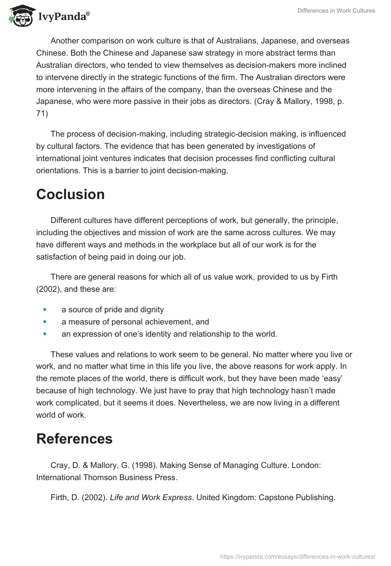 Differences in Work Cultures. Page 4