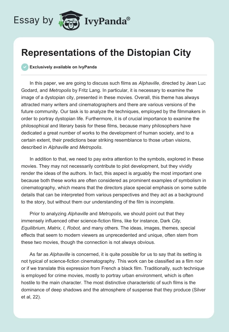 Representations of the Distopian City. Page 1