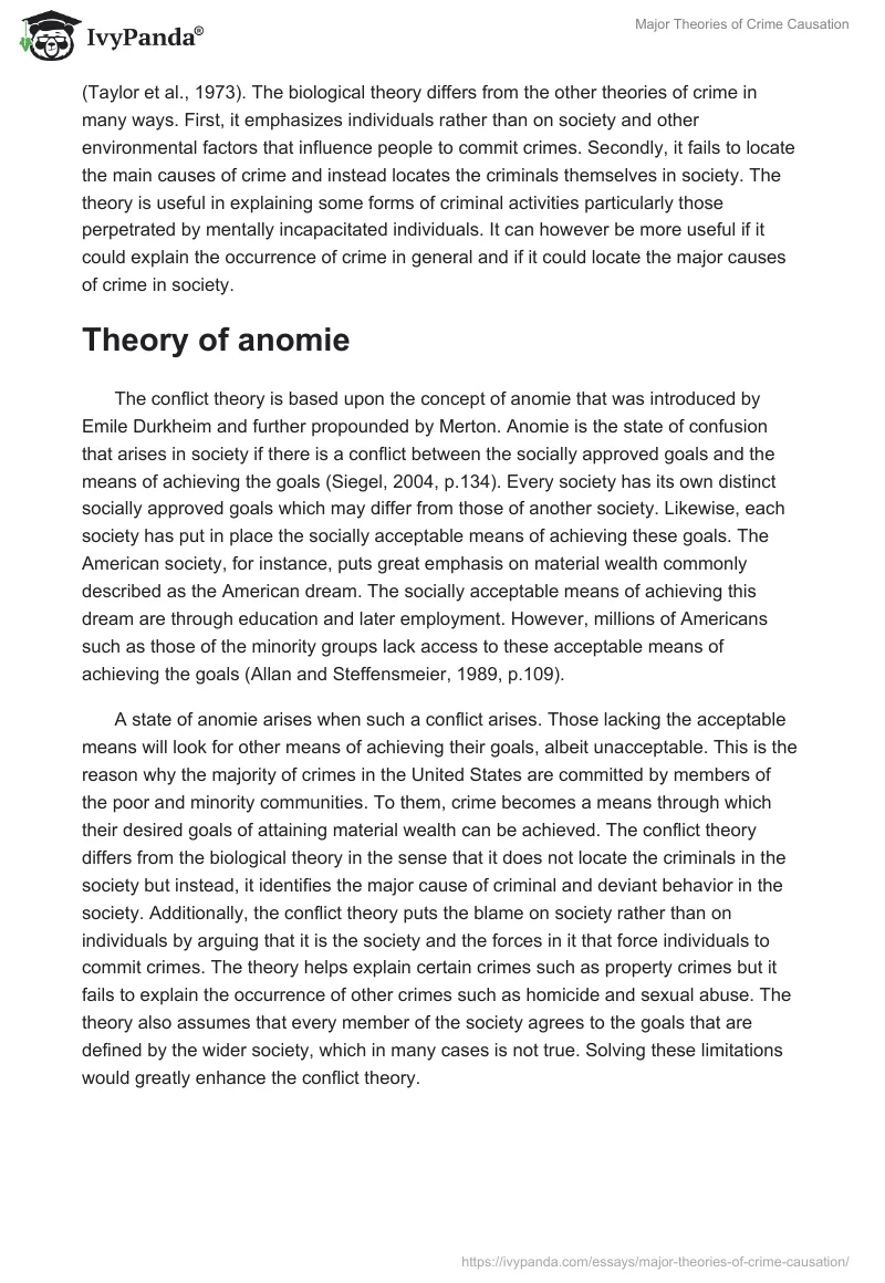 Major Theories of Crime Causation. Page 2