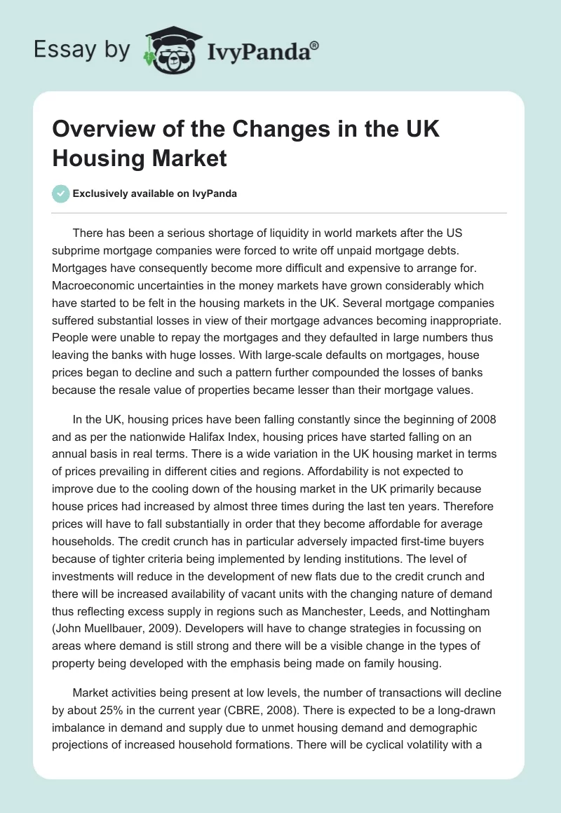 Overview of the Changes in the UK Housing Market. Page 1