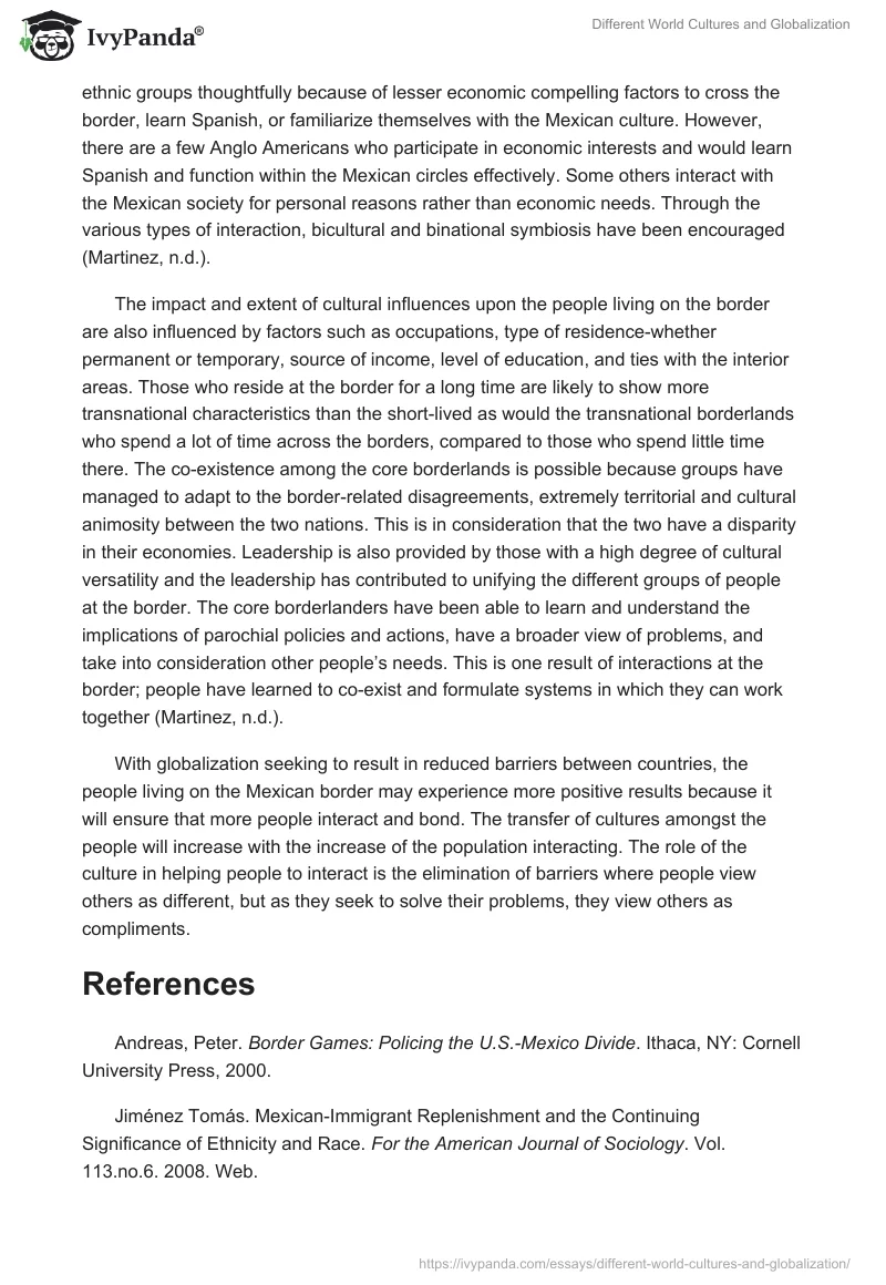 Different World Cultures and Globalization. Page 4