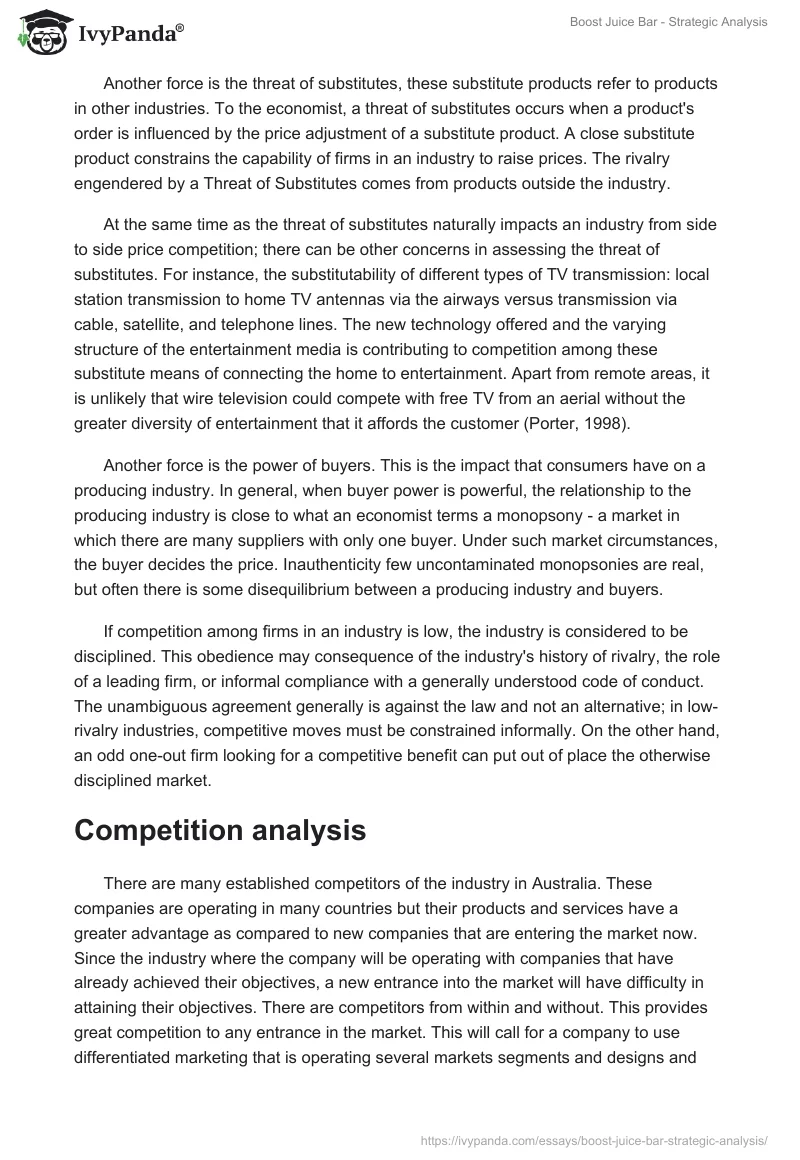 Boost Juice Bar - Strategic Analysis. Page 4