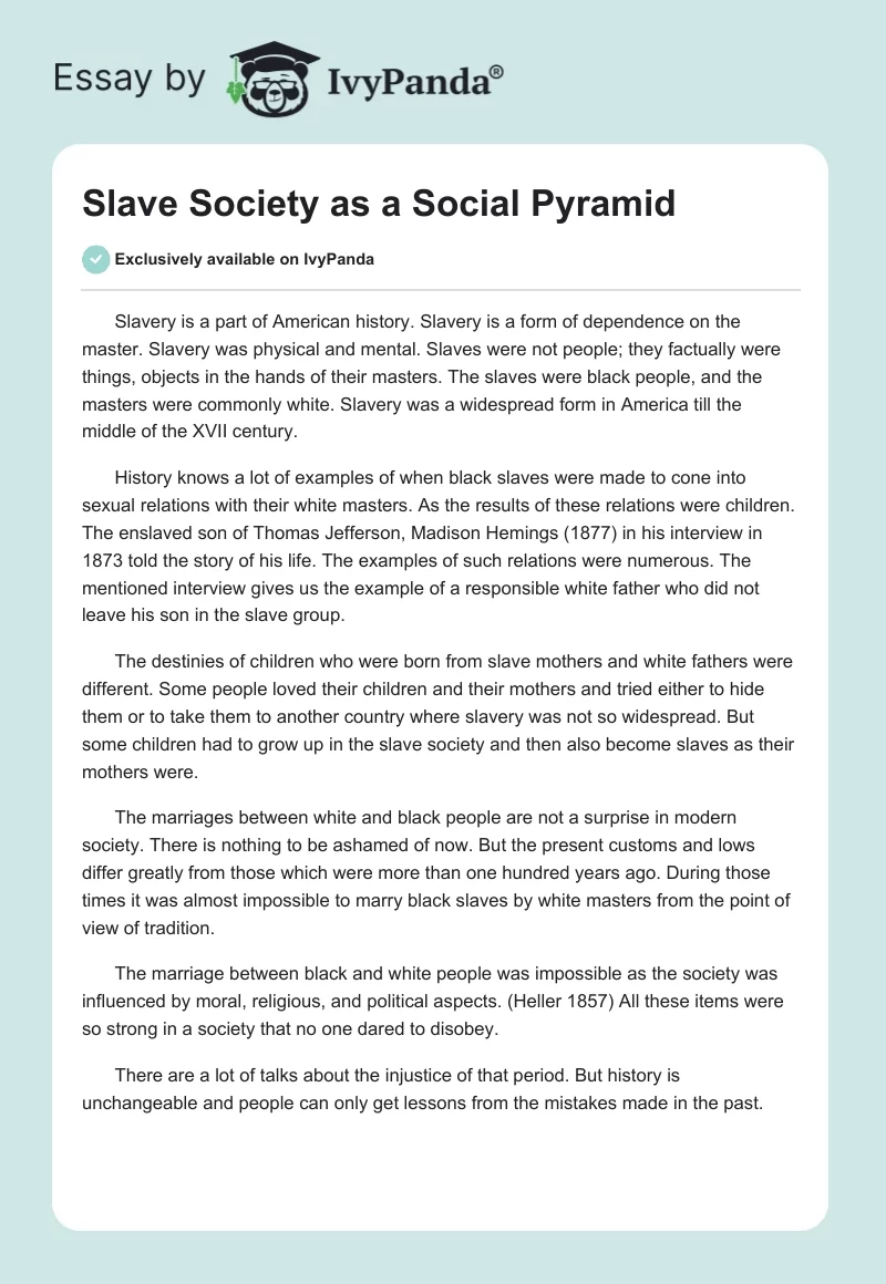 Slave Society as a Social Pyramid. Page 1