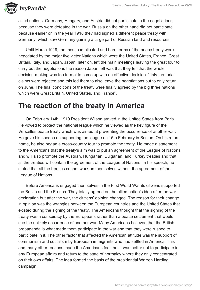 Treaty of Versailles History: The Pact of Peace After WWI. Page 2