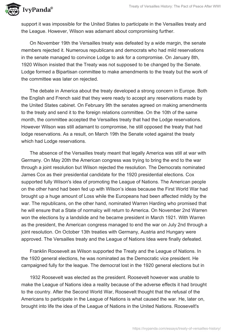 Treaty of Versailles History: The Pact of Peace After WWI. Page 4