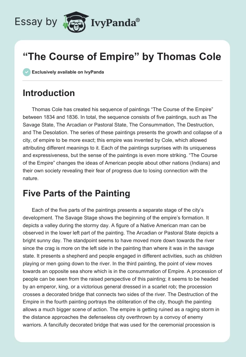 “The Course of Empire” by Thomas Cole. Page 1