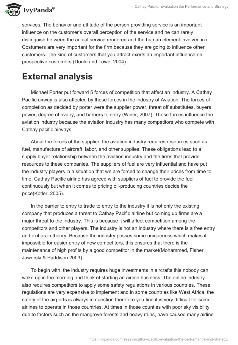 Cathay Pacific: Evaluation the Performance and Strategy. Page 2