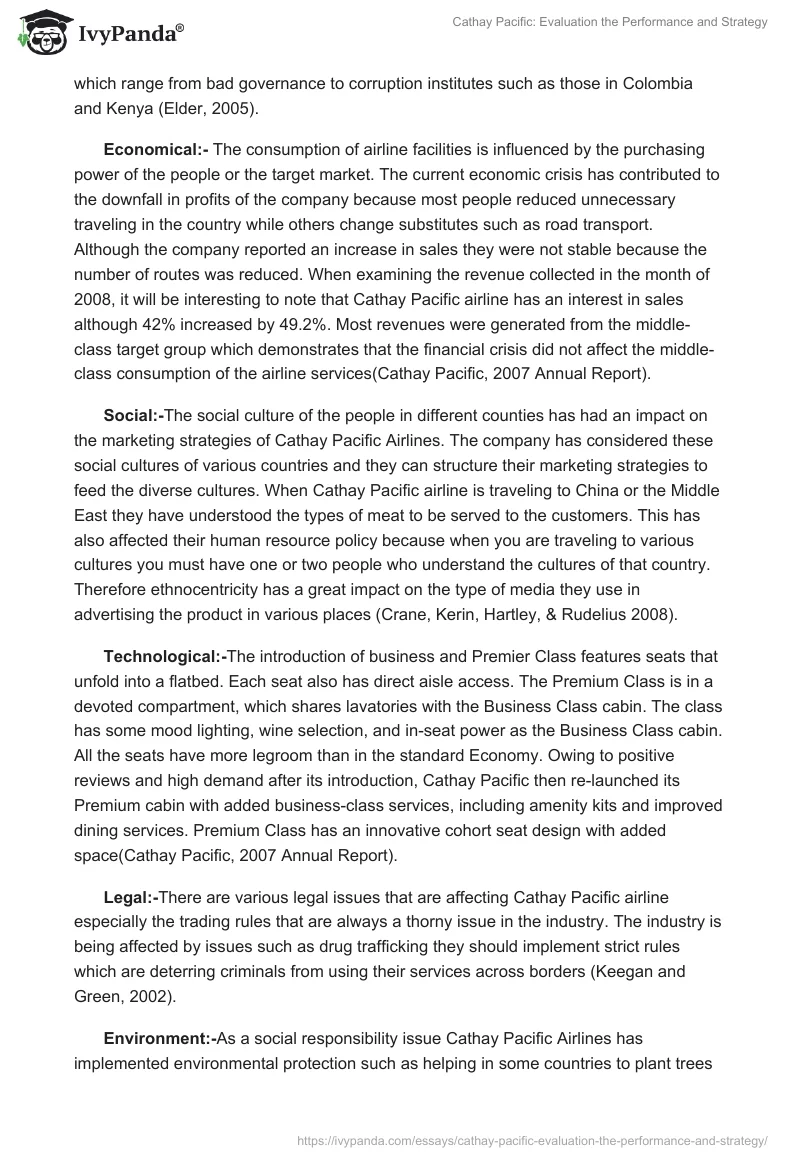 Cathay Pacific: Evaluation the Performance and Strategy. Page 4