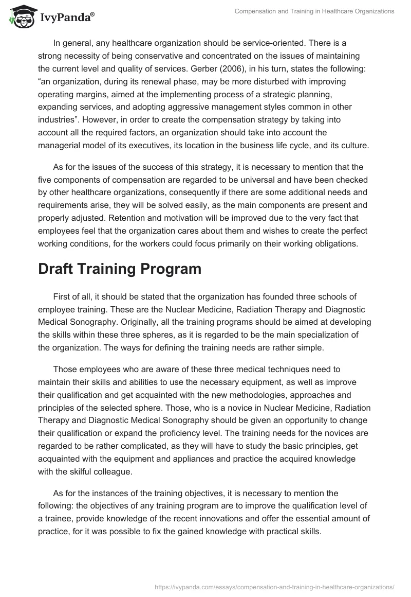 Compensation and Training in Healthcare Organizations. Page 2