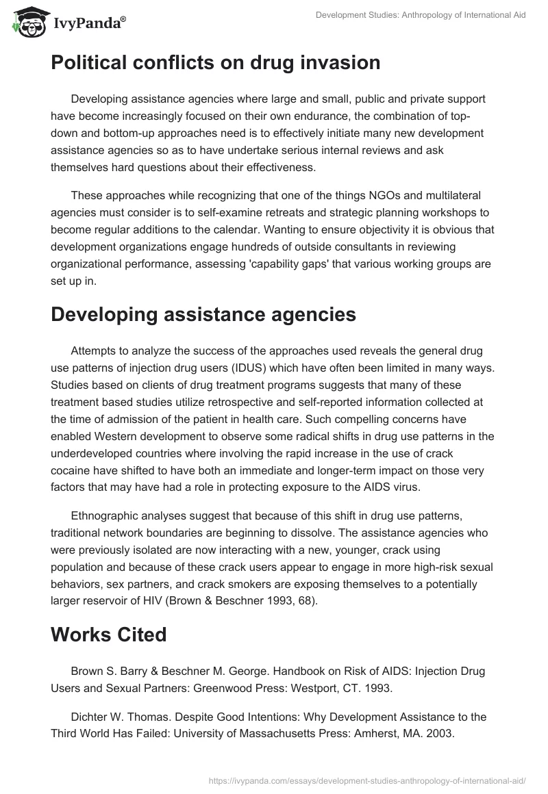 Development Studies: Anthropology of International Aid. Page 5