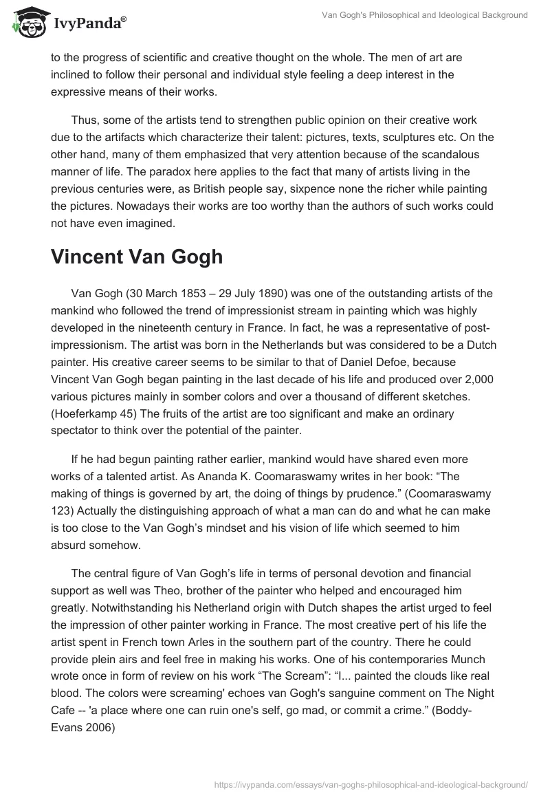 Van Gogh's Philosophical and Ideological Background. Page 2