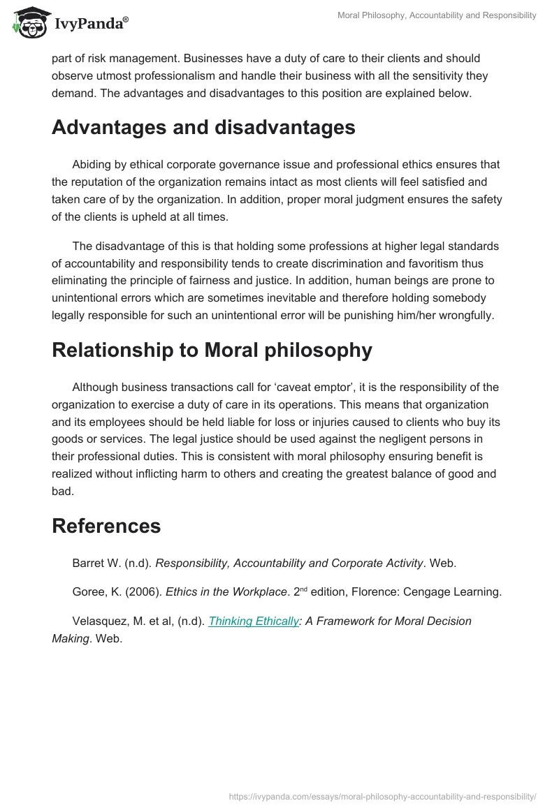 Moral Philosophy, Accountability and Responsibility. Page 2
