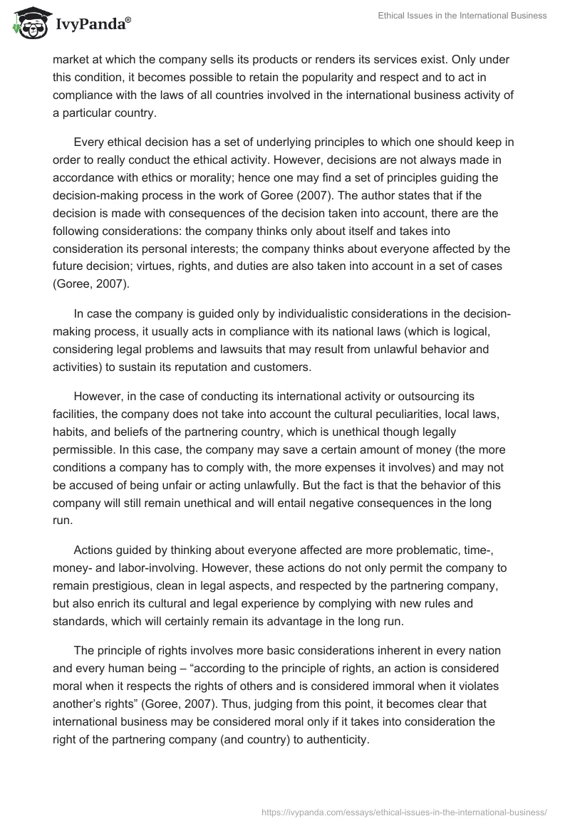 Ethical Issues in the International Business. Page 2