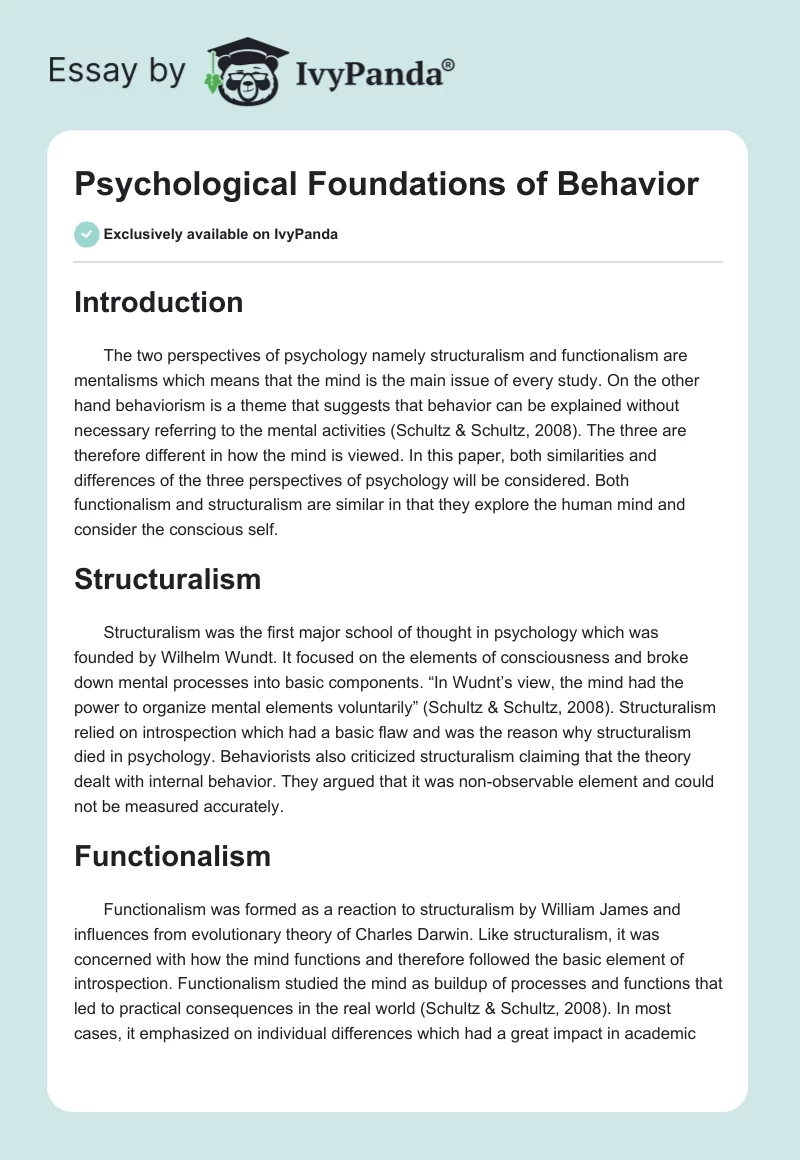 Psychological Foundations of Behavior. Page 1