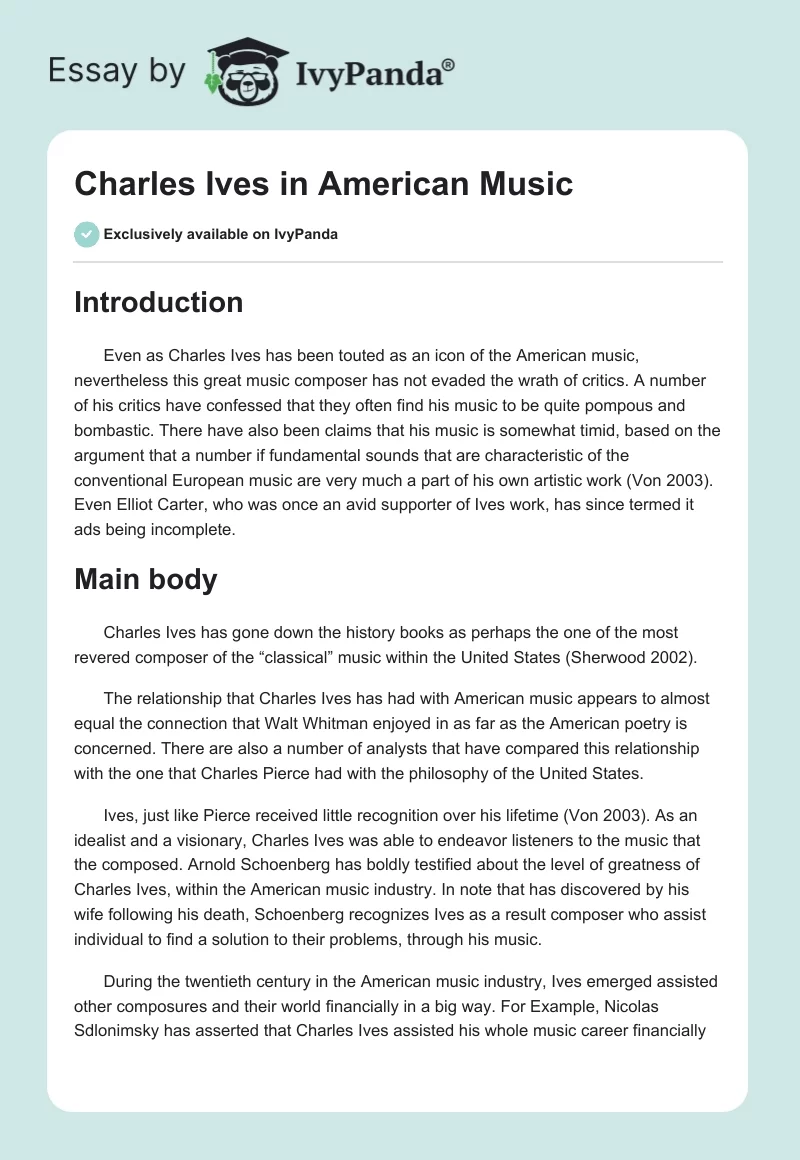 Charles Ives in American Music. Page 1