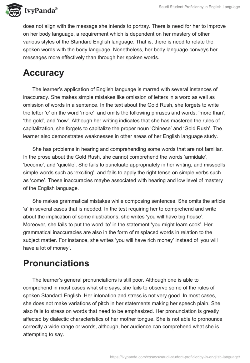 Saudi Student Proficiency in English Language. Page 5