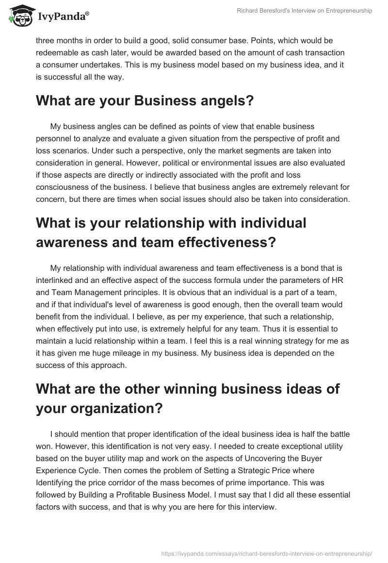 Richard Beresford's Interview on Entrepreneurship. Page 4