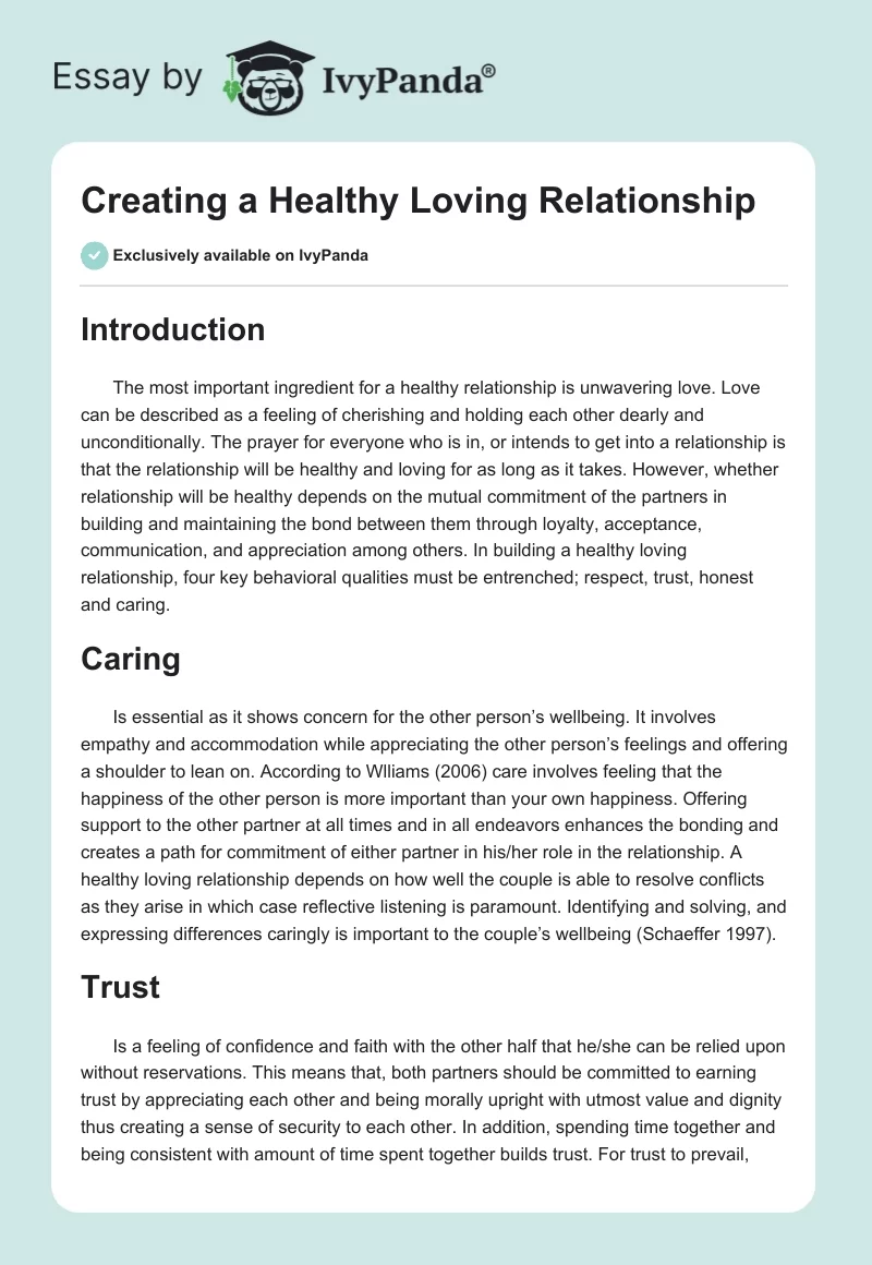 Creating a Healthy Loving Relationship. Page 1