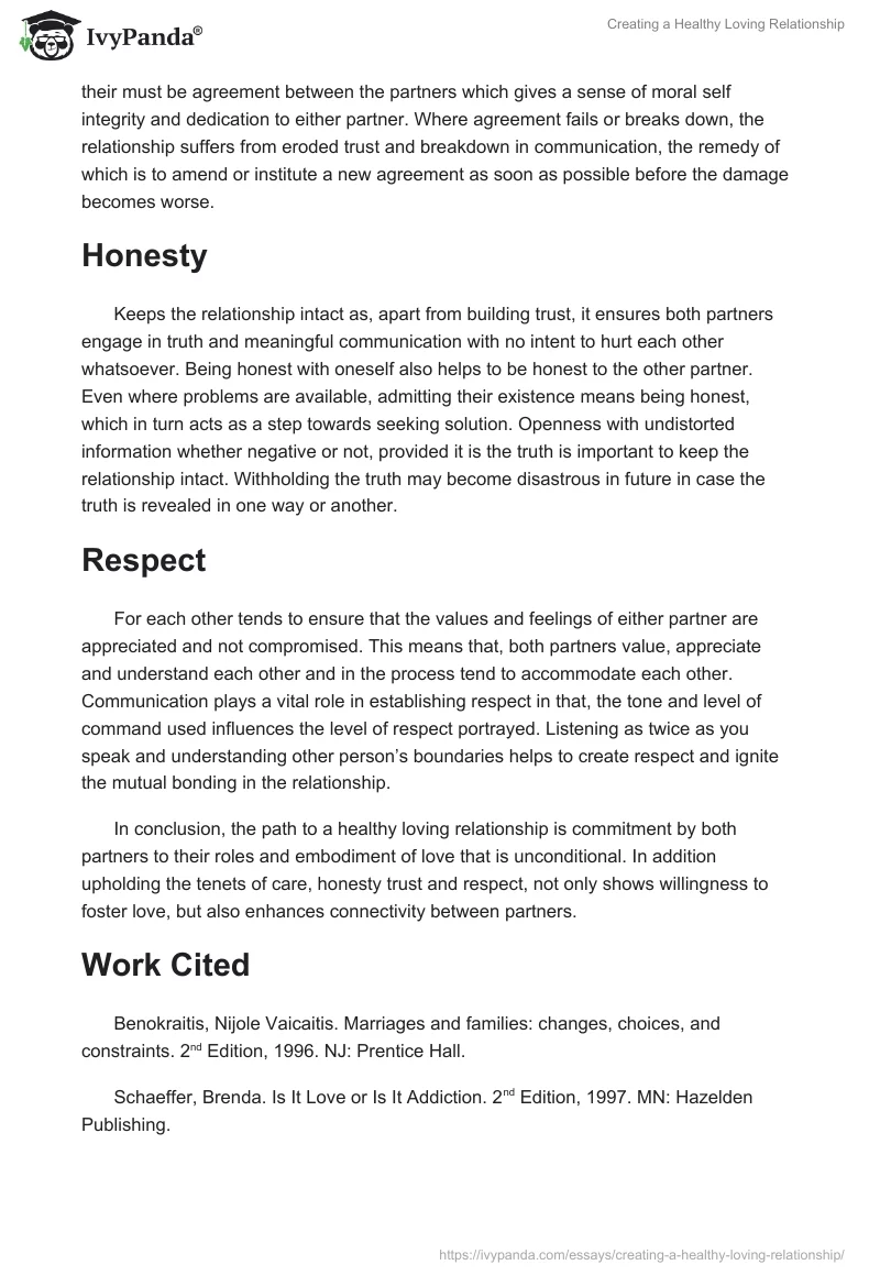 Creating a Healthy Loving Relationship. Page 2