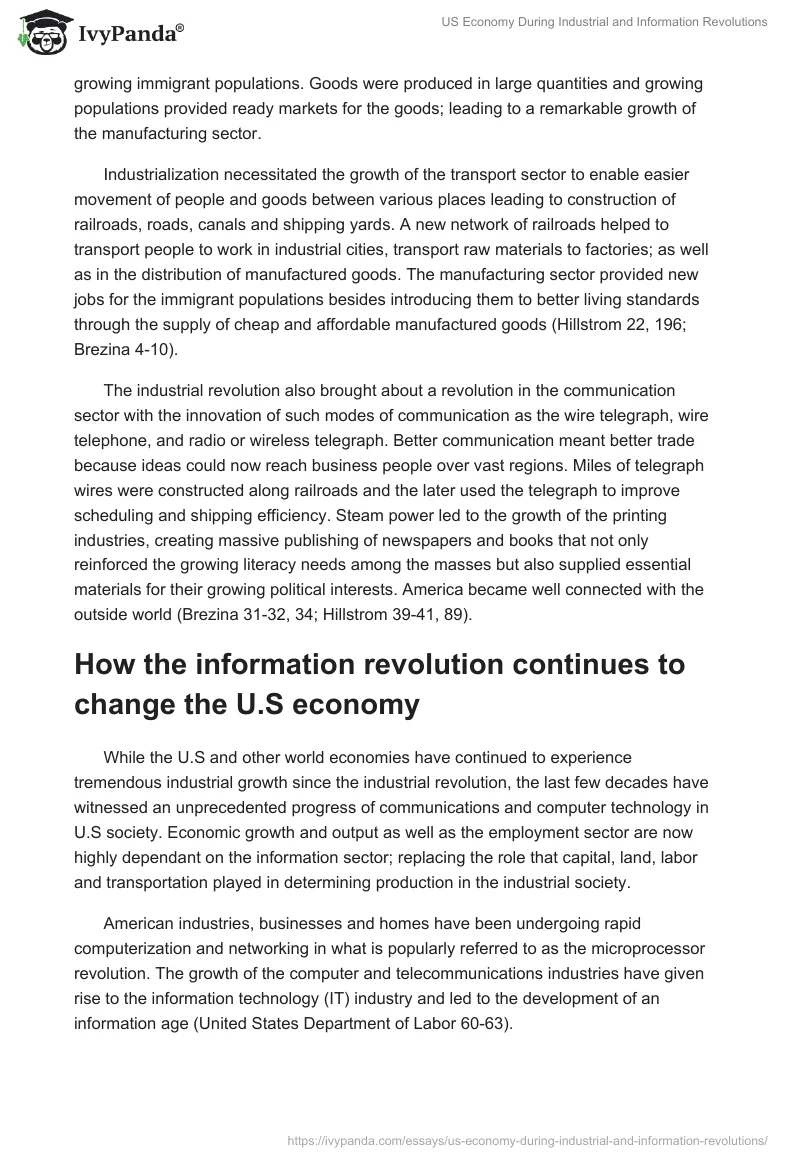 US Economy During Industrial and Information Revolutions. Page 2