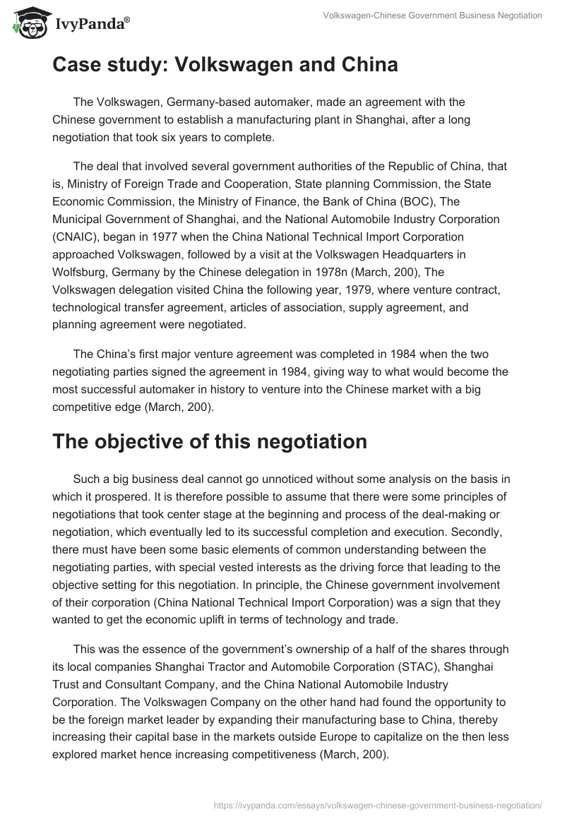 Volkswagen-Chinese Government Business Negotiation. Page 2