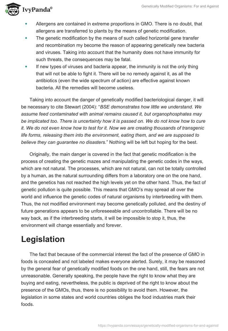 Genetically Modified Organisms: For and Against. Page 3