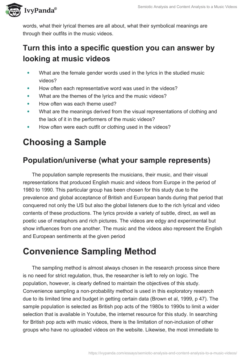 Semiotic Analysis and Content Analysis to a Music Videos. Page 2