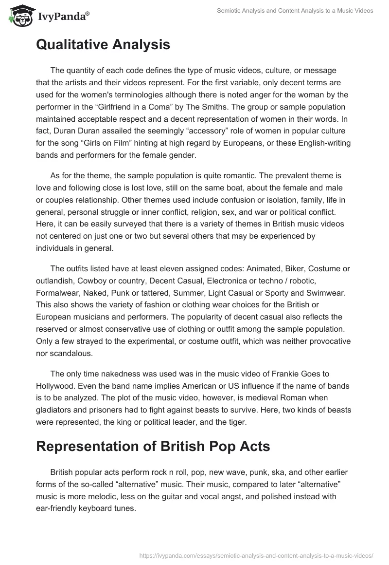 Semiotic Analysis and Content Analysis to a Music Videos. Page 5