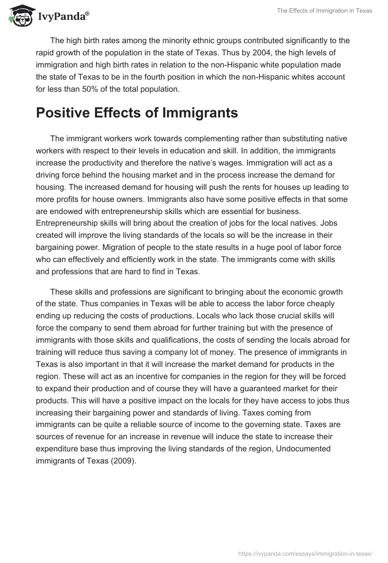 The Effects of Immigration in Texas. Page 3