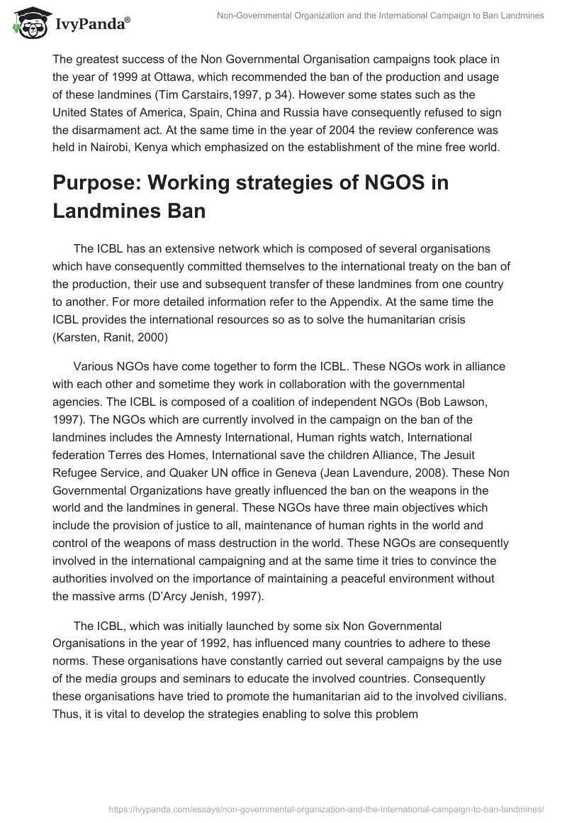 Non-Governmental Organization and the International Campaign to Ban Landmines. Page 2